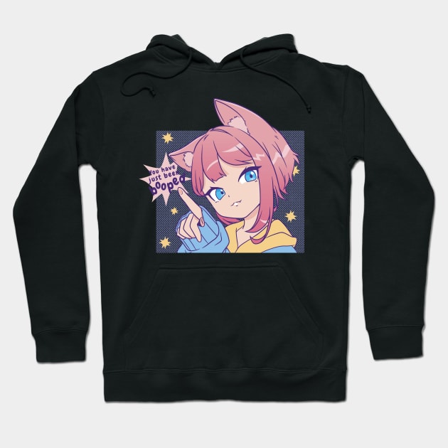 Neko Girl Booped Anime Lover Pink Hair Hoodie by Kali Space